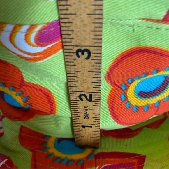 Nordstrom Lime Green Orange Pink Cotton Canvas Floral Print Bucket Hat - Picture 15 of 16